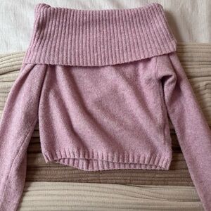 Urban Outfitters Silence + Noise Baby Pink Off-Shoulder Sweater